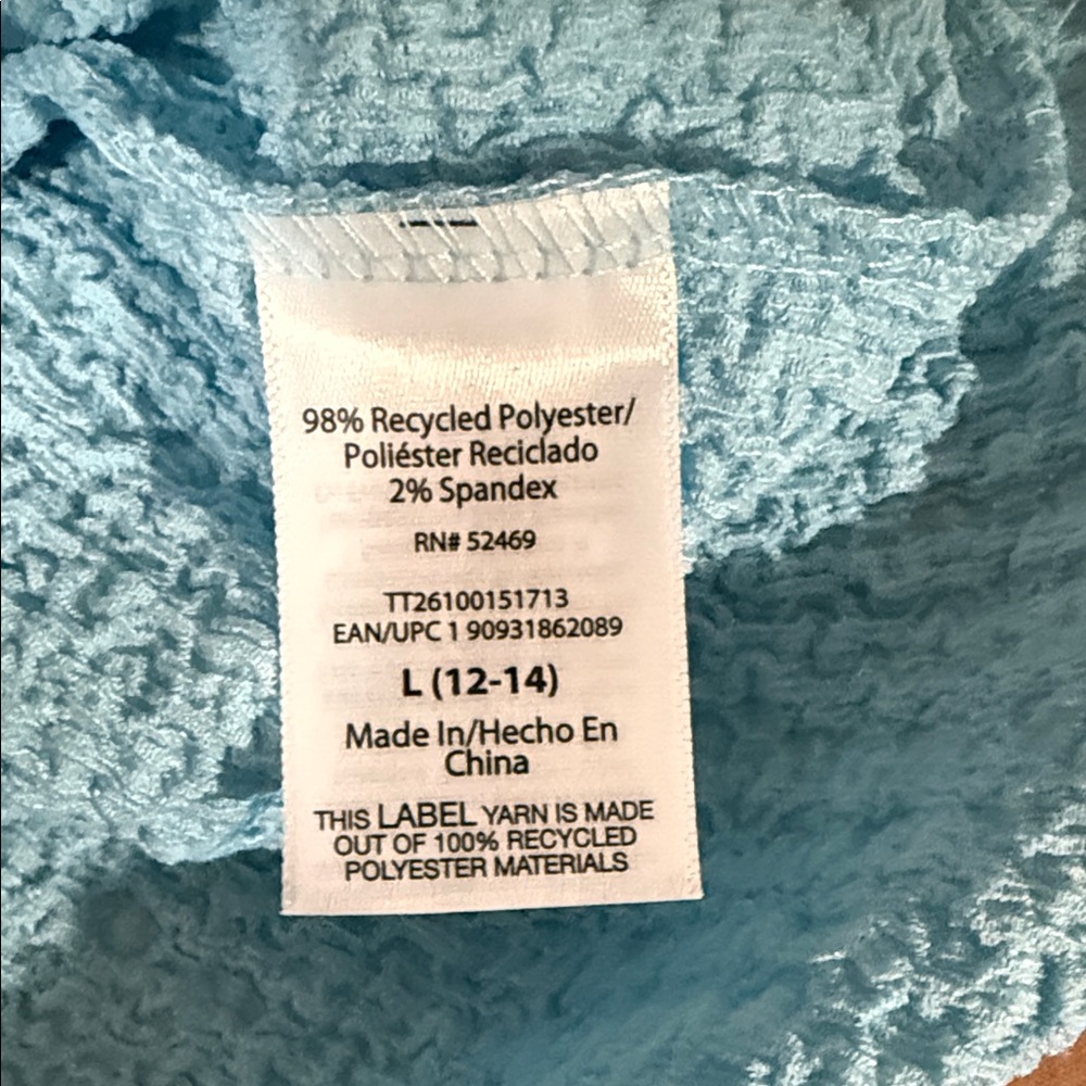 Time and Tru Women's Sky Blue Textured Short Sleeve Top - Picture 3 of 6